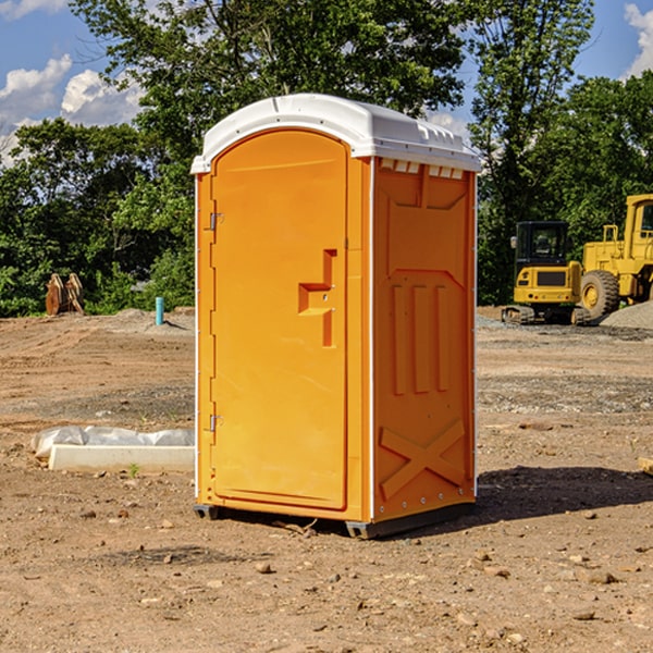 how often are the portable restrooms cleaned and serviced during a rental period in Stanton